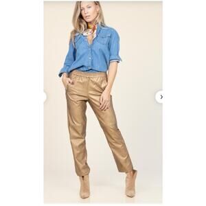New NWT Louizon Faux‎ Leather Gold Pants Size 0